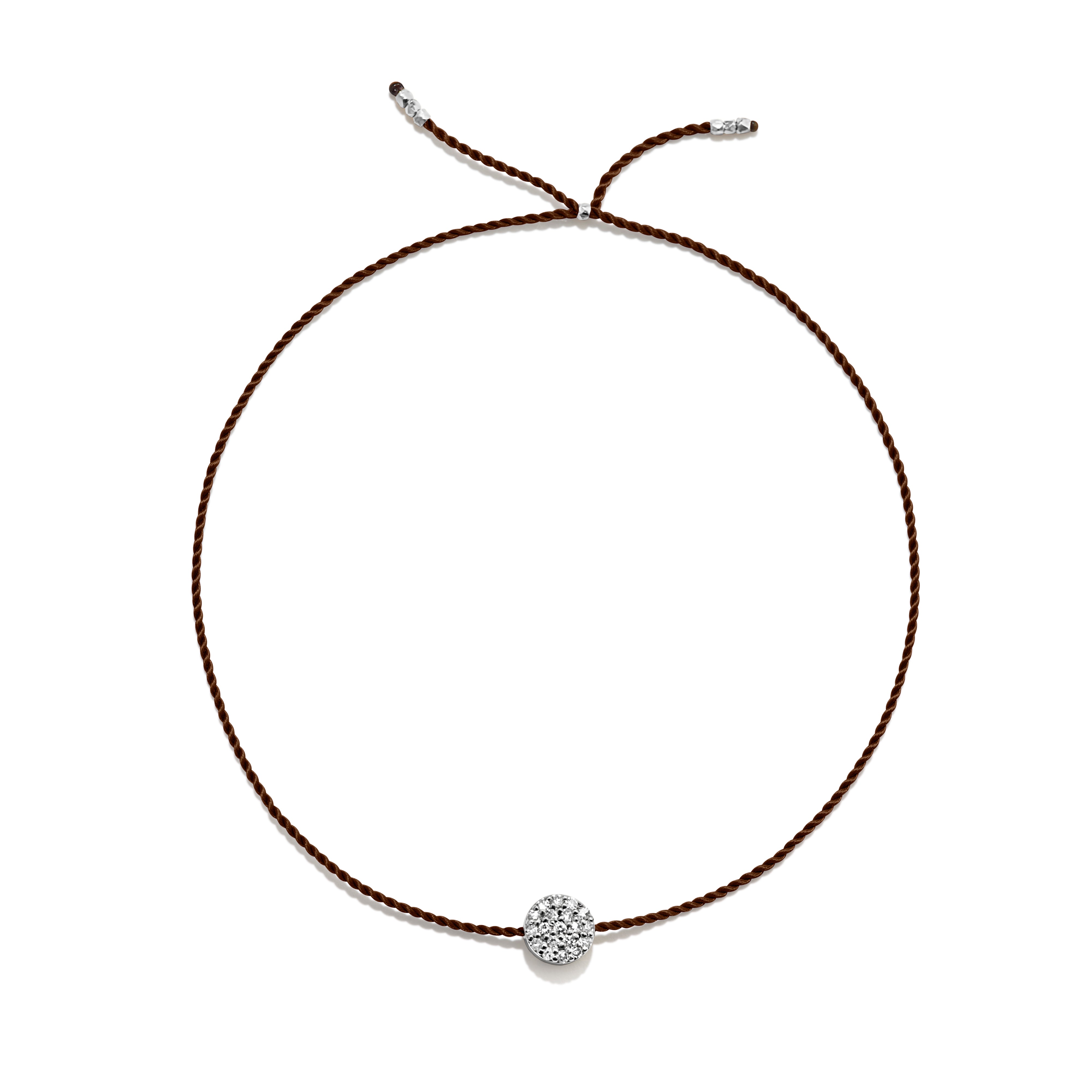 Tiny Bracelet with Silver Diamond Disc (20 färger - alla tillgängliga)