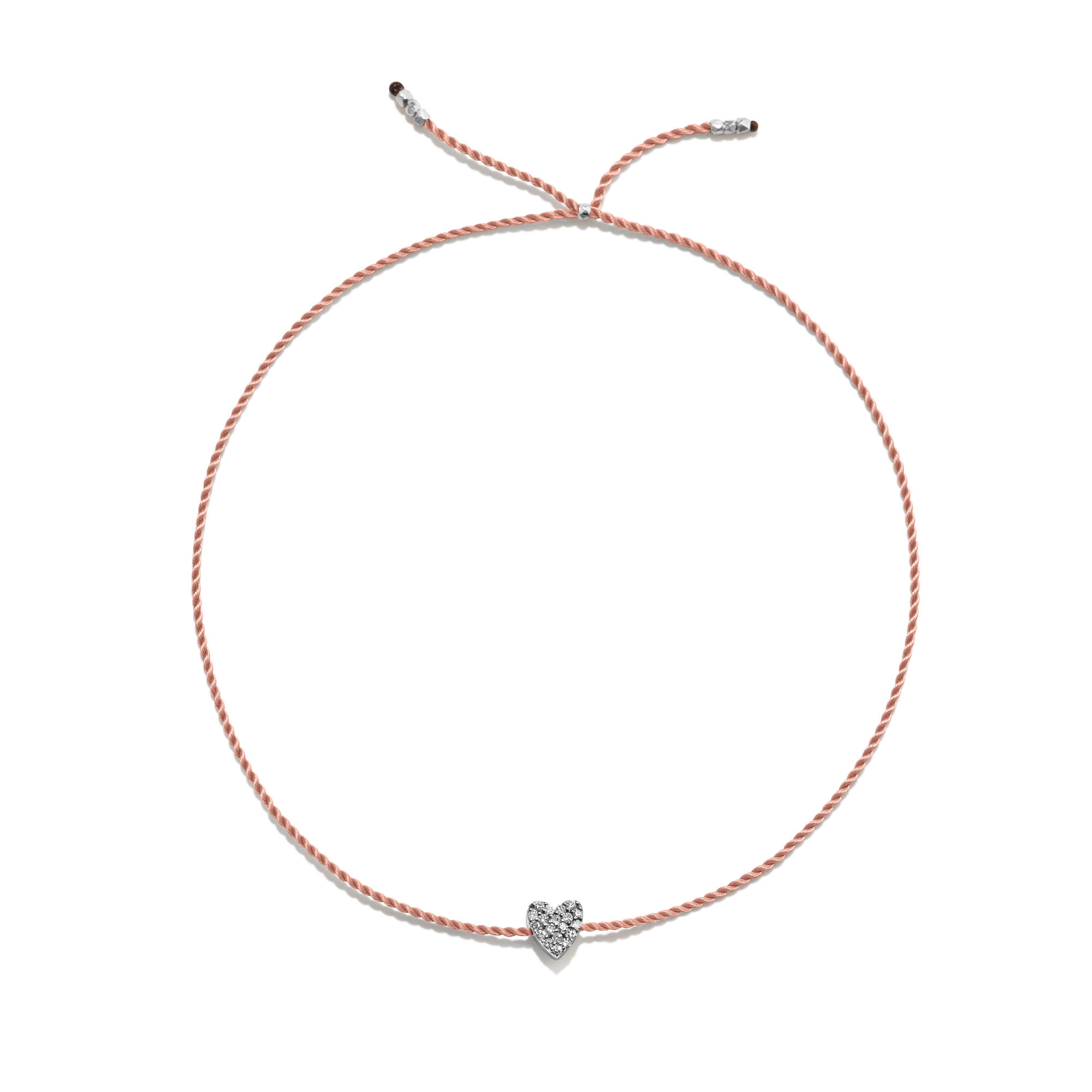 Tiny Bracelet with Silver Diamond Heart (20 färger - alla tillgängliga)