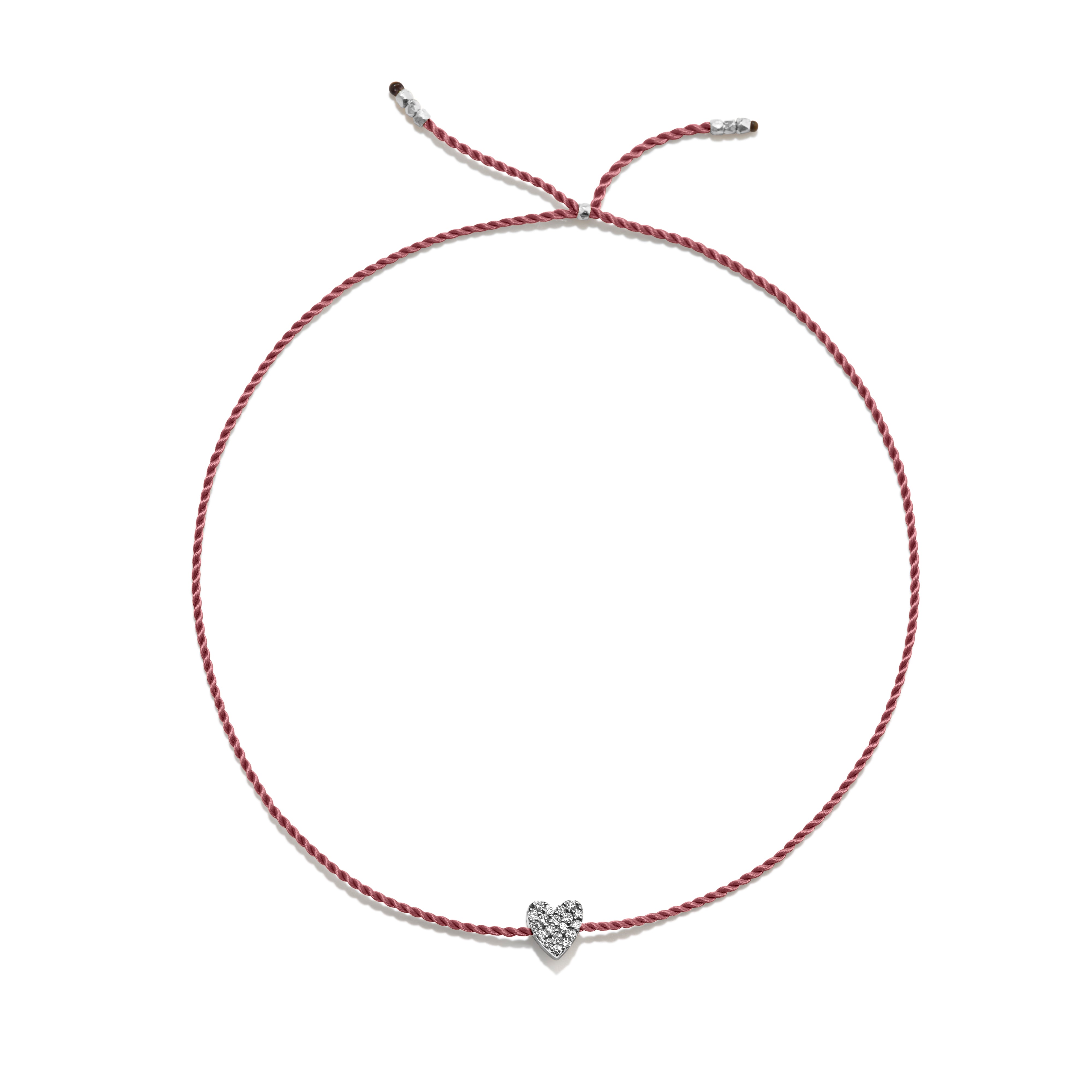 Tiny Bracelet with Silver Diamond Heart (20 färger - alla tillgängliga)