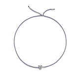 Tiny Bracelet with Silver Diamond Heart (20 färger - alla tillgängliga)