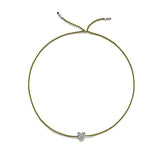 Tiny Bracelet with Silver Diamond Heart (20 färger - alla tillgängliga)