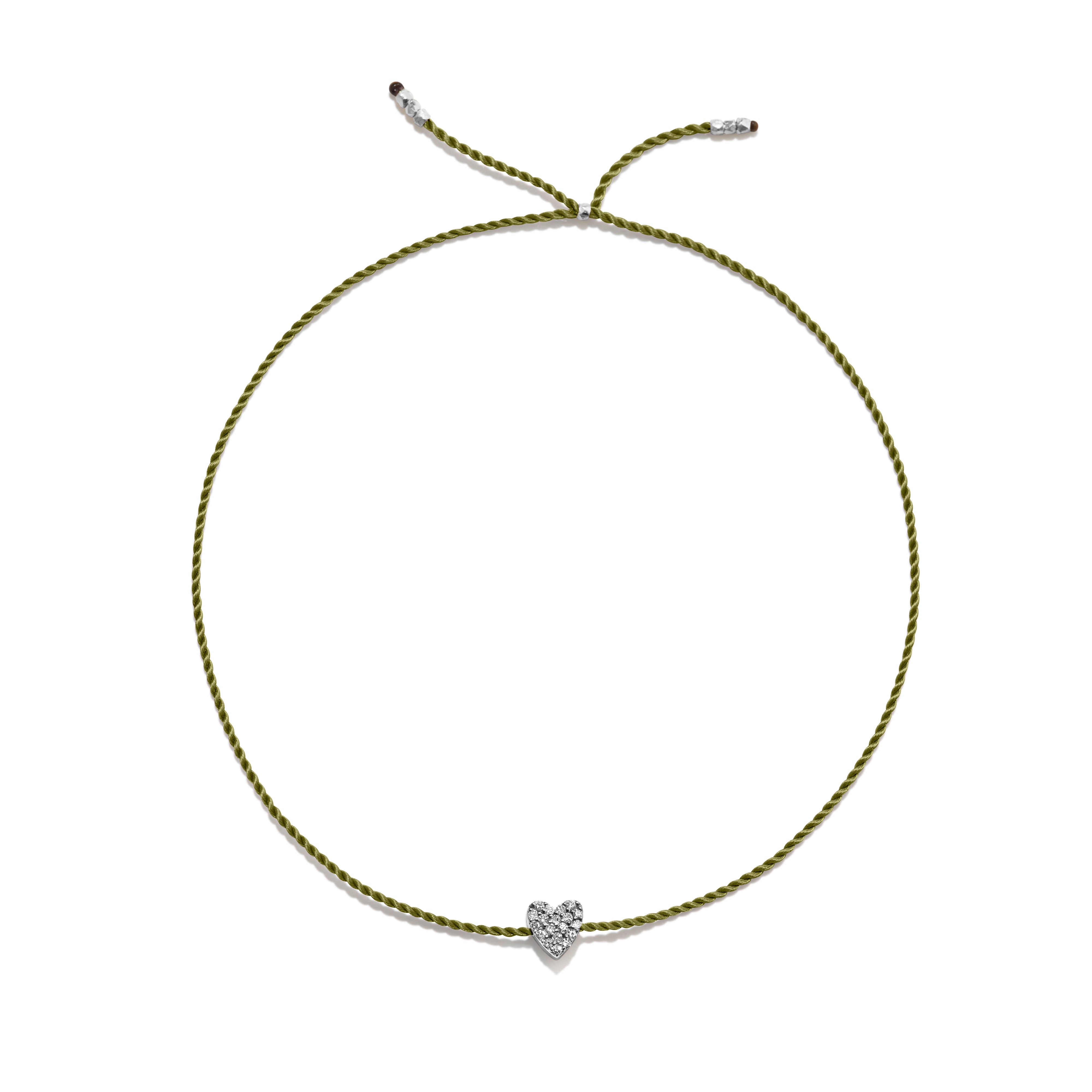 Tiny Bracelet with Silver Diamond Heart (20 färger - alla tillgängliga)