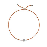 Tiny Bracelet with Silver Diamond Heart (20 färger - alla tillgängliga)