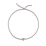 Tiny Bracelet with Silver Diamond Heart (20 färger - alla tillgängliga)