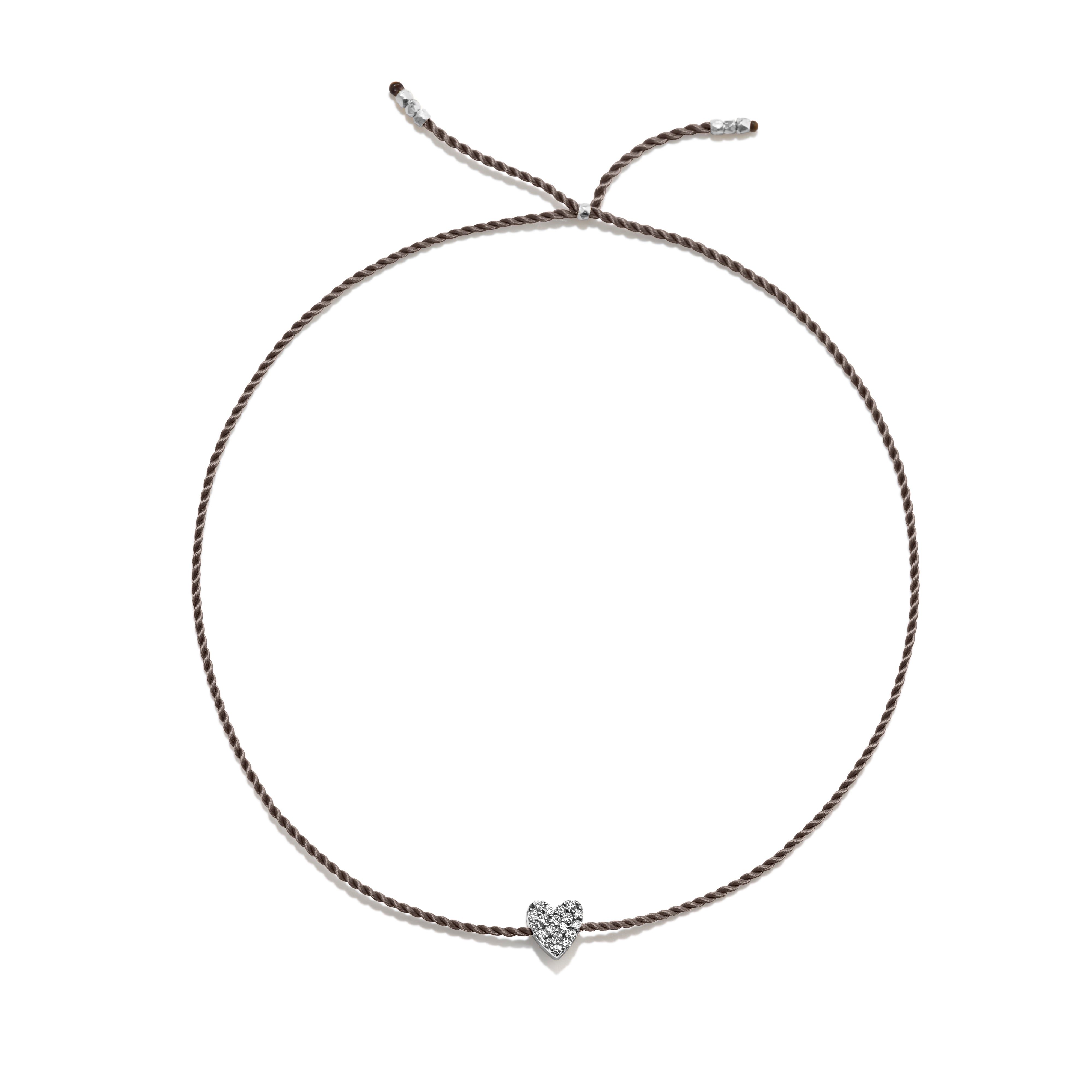 Tiny Bracelet with Silver Diamond Heart (20 färger - alla tillgängliga)