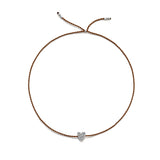 Tiny Bracelet with Silver Diamond Heart (20 färger - alla tillgängliga)