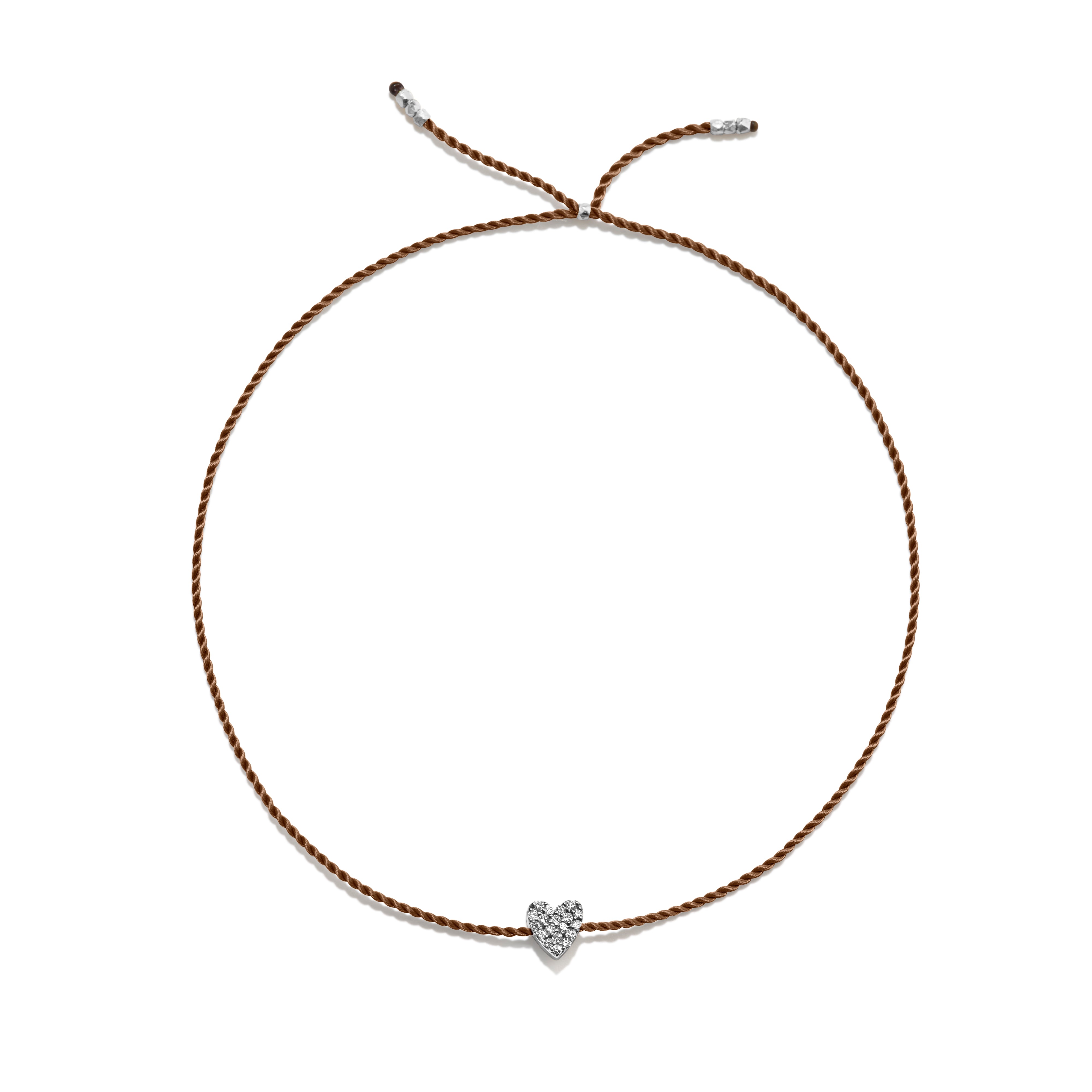 Tiny Bracelet with Silver Diamond Heart (20 färger - alla tillgängliga)