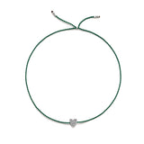 Tiny Bracelet with Silver Diamond Heart (20 färger - alla tillgängliga)