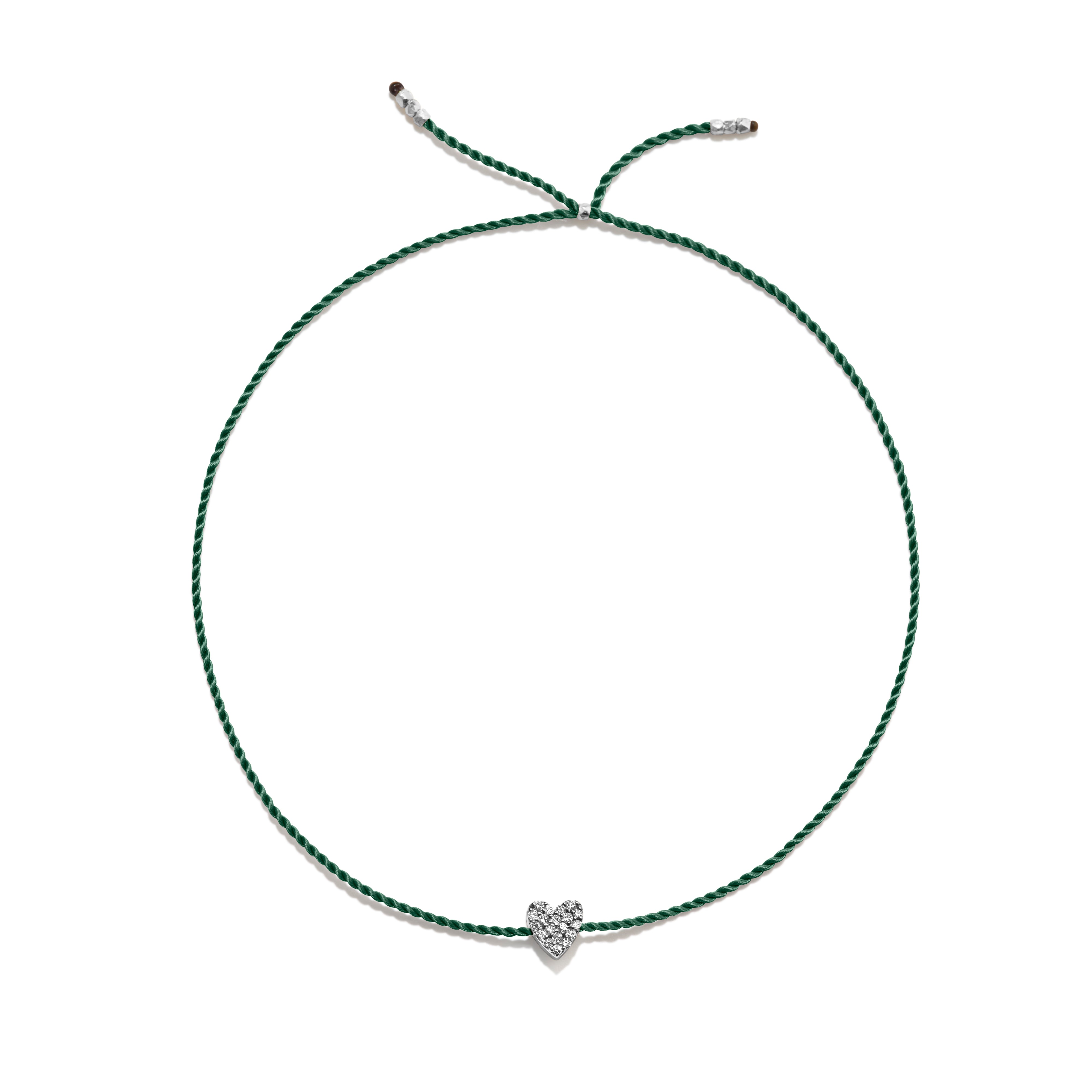 Tiny Bracelet with Silver Diamond Heart (20 färger - alla tillgängliga)