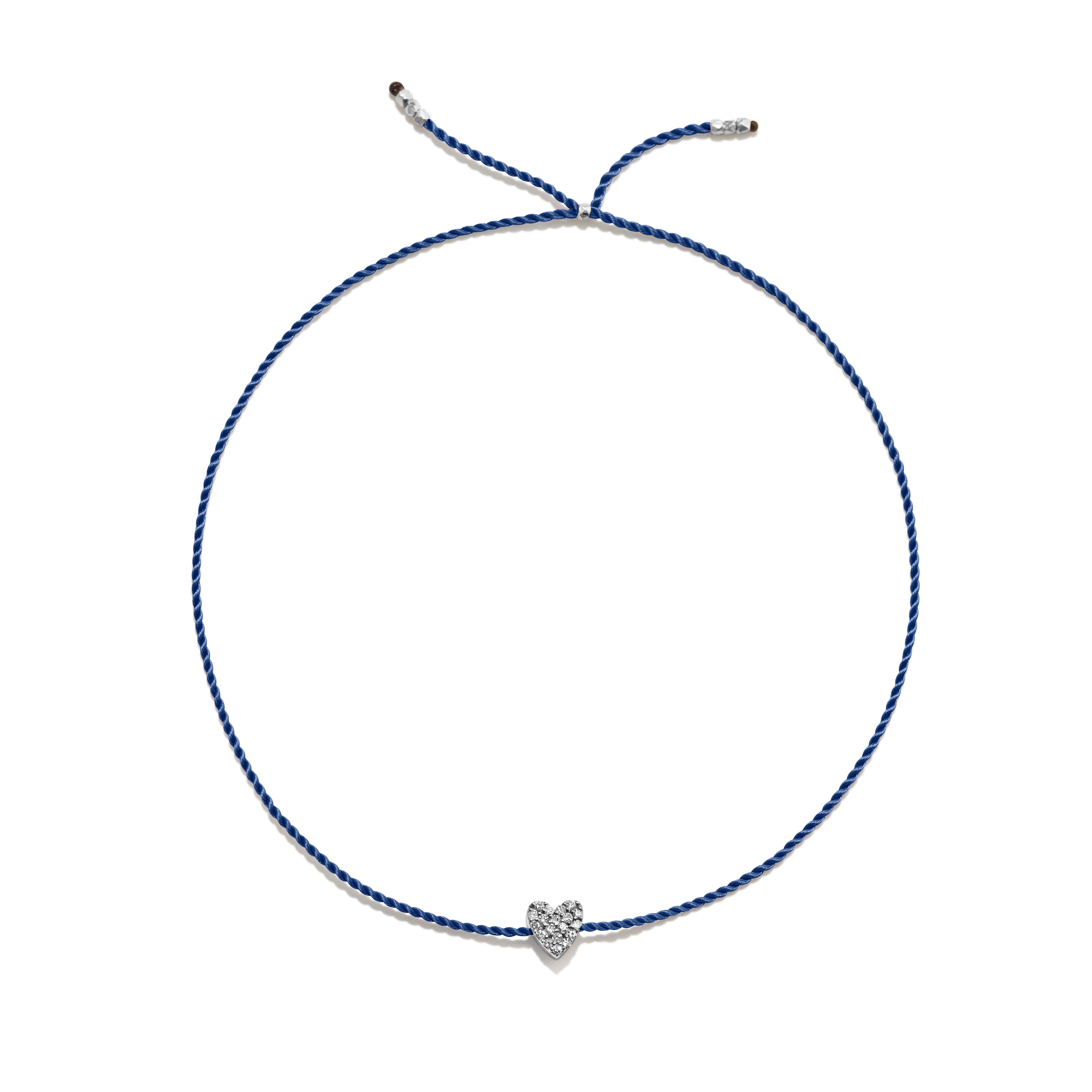 Tiny Bracelet with Silver Diamond Heart (20 färger - alla tillgängliga)