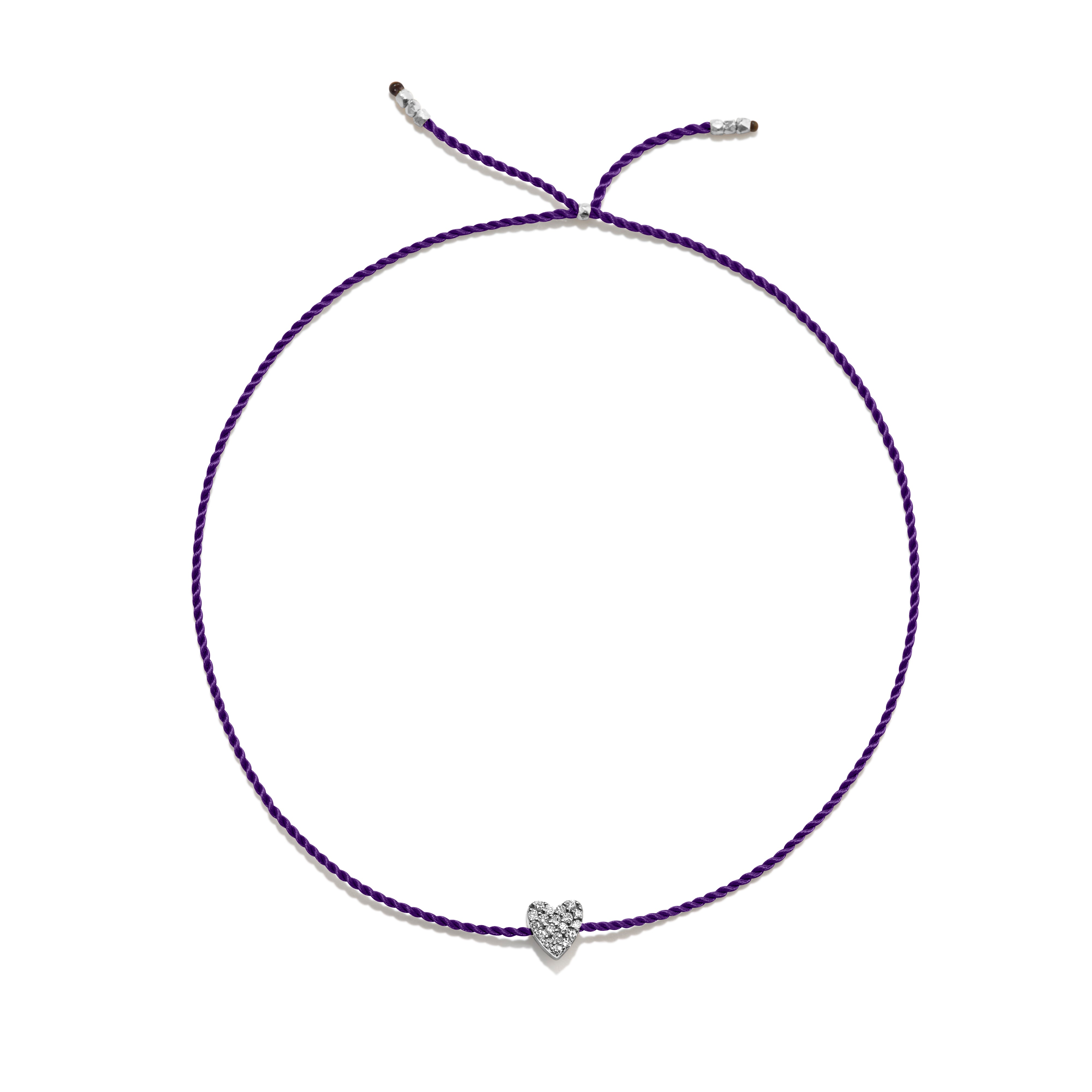 Tiny Bracelet with Silver Diamond Heart (20 färger - alla tillgängliga)