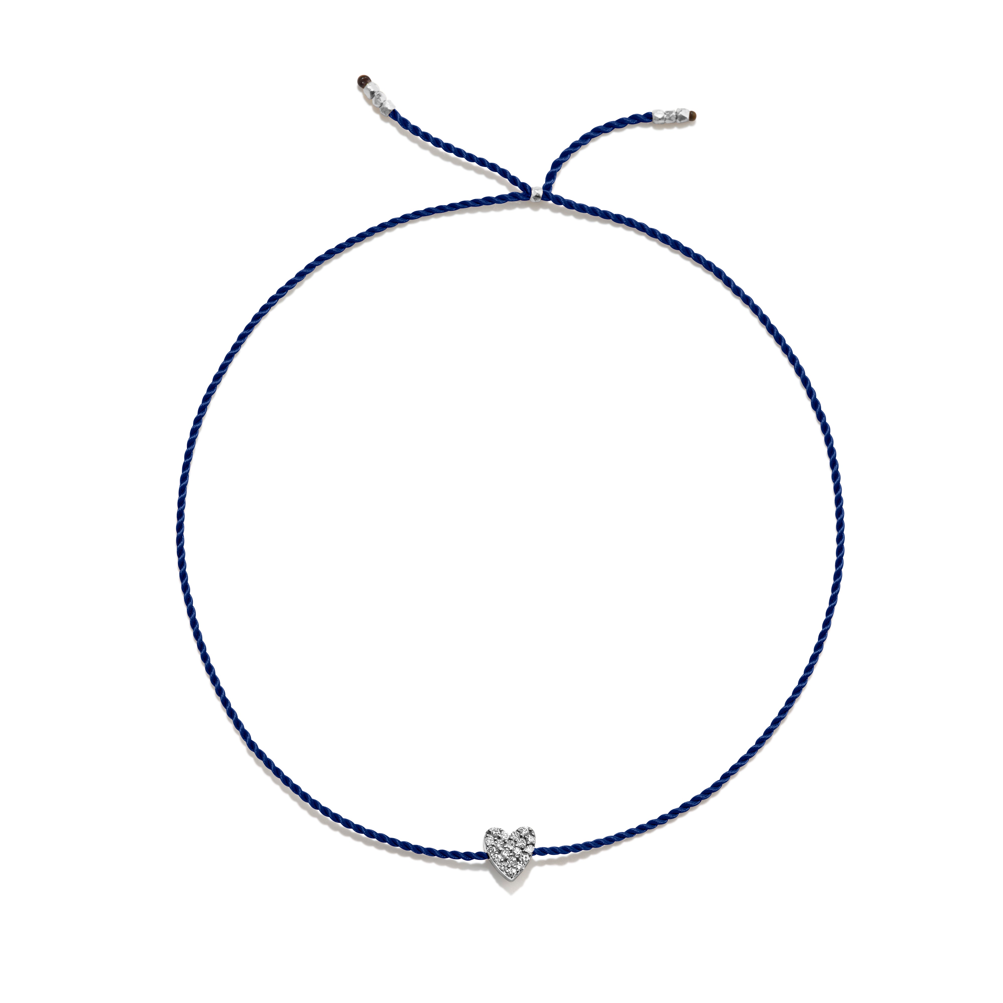 Tiny Bracelet with Silver Diamond Heart (20 färger - alla tillgängliga)