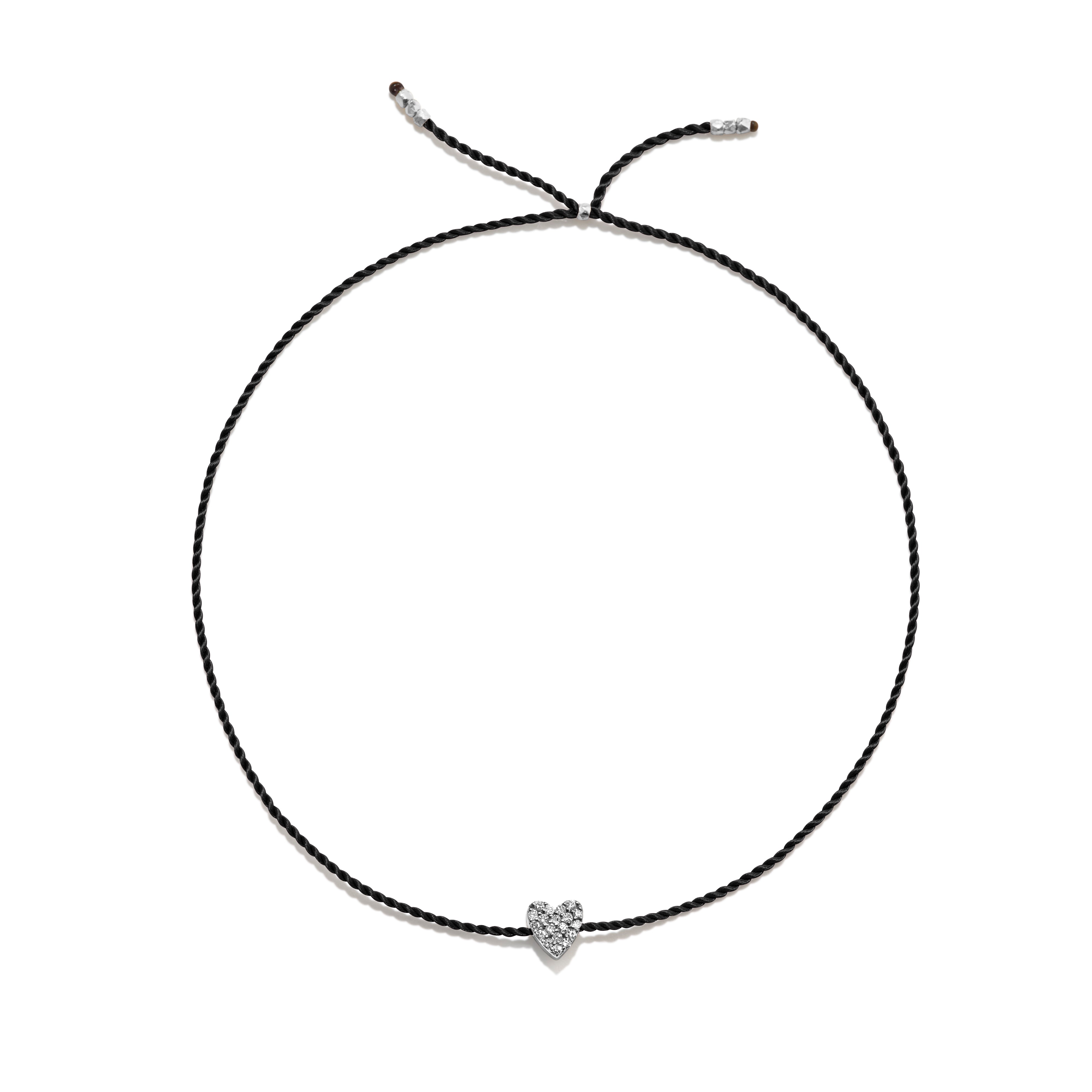 Tiny Bracelet with Silver Diamond Heart (20 färger - alla tillgängliga)