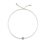Tiny Bracelet with Silver Diamond Heart (20 färger - alla tillgängliga)