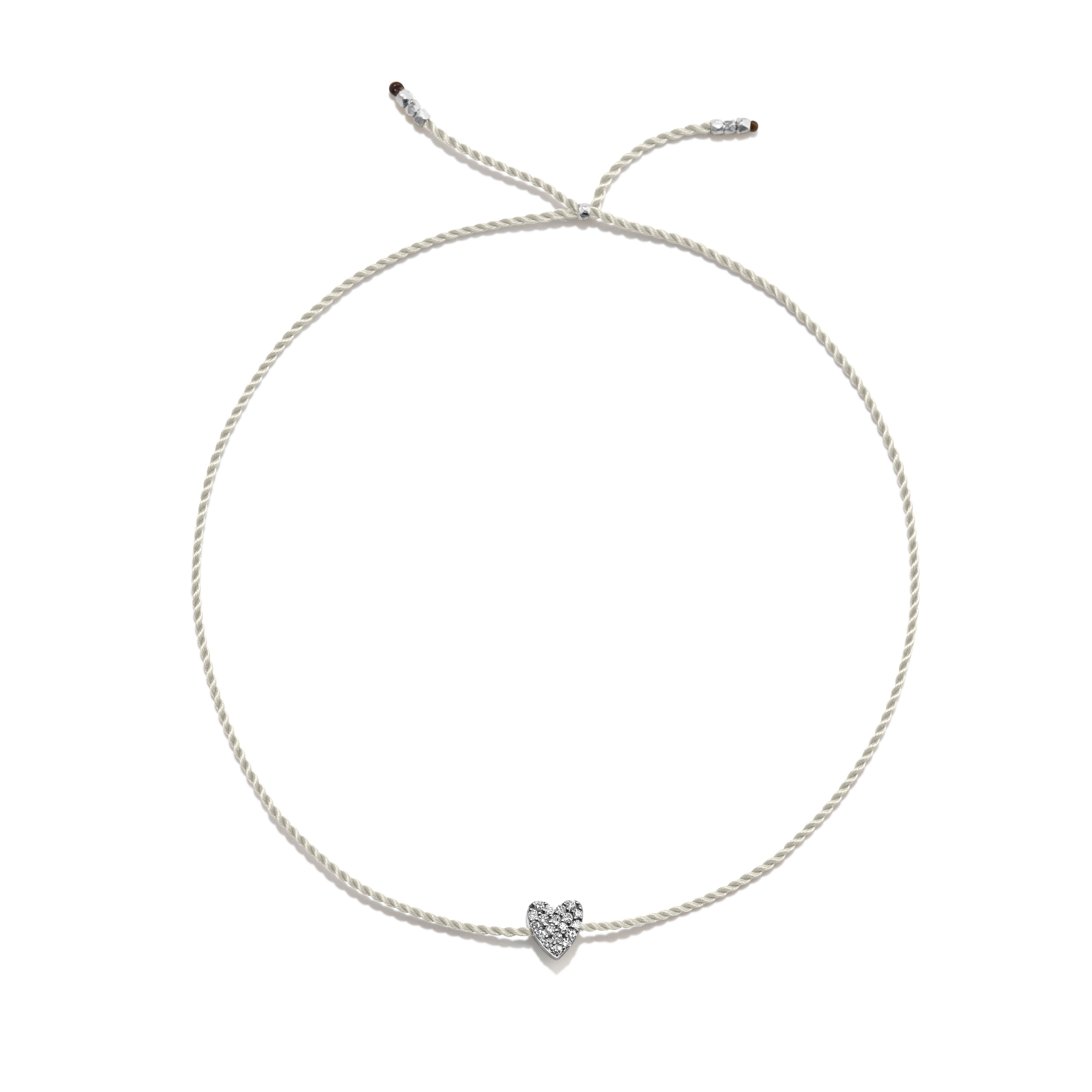 Tiny Bracelet with Silver Diamond Heart (20 färger - alla tillgängliga)