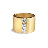Three Stones Ring, Gold with White Stones