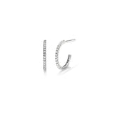 Mini Hoops with Stones, Silver - 12 mm