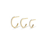 Mini Hoops With Stones, Gold - 10mm
