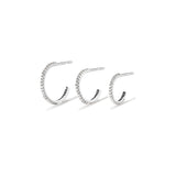 Mini Hoops with Stones, Silver - 14 mm
