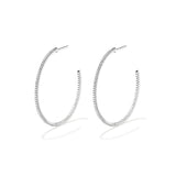 Hoops with Stones, Silver with White Stones