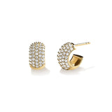 Wide Huggie with Stones, Gold with White Stones