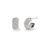 Wide Huggie with Stones, Silver with White Stones