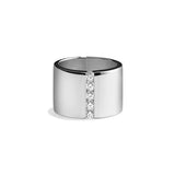 Five Stones Cigar Ring, Silver with White Stones
