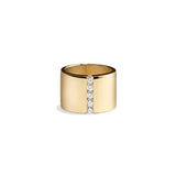Five Stones Ring, Gold with White Stones
