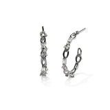 Baguette Chain Hoops, Black with White Stones