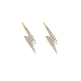 Bolt Ear Stud, Gold with White Stones