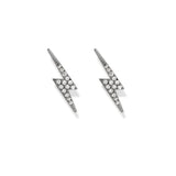 Bolt Ear Stud, Black with White Stones
