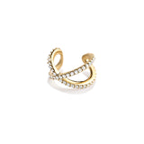 Cross Ear Cuff, Gold with White Stones