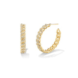 Curb Hoops with Stones 30 mm, Gold