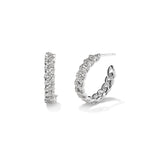 Curb Hoops with Stones 25 mm, Silver