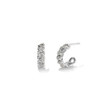 Curb Hoops with Stones 16 mm, Silver