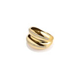 Double VOID Ring, Gold with White Stones