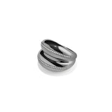 Double VOID Ring, Black with White Stones