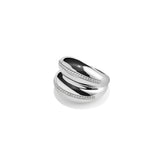 Double VOID Ring, Silver with White Stones