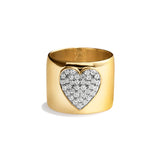 Heart Ring, Gold with White Stones
