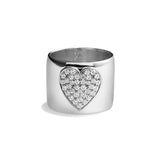 Heart Ring, Silver with White Stones