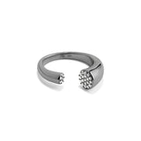Horn Ring, Black with White Stones