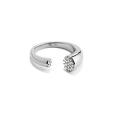Horn Ring, Silver with White Stones