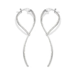 Loop Earrings, Silver with White Stones