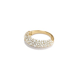 Mini Pebble Ring, Gold with White Stones