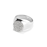 Multi Stones Signet Ring, Silver with White Stones