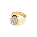Multi Stones Signet Ring, Gold with White Stones