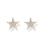 Star Ear Studs, Gold with White Stones