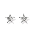 Star Ear Studs, Black with White Stones