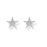 Star Ear Studs, Silver with White Stones