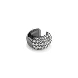 Wide Ear Cuff, Black with White Stones